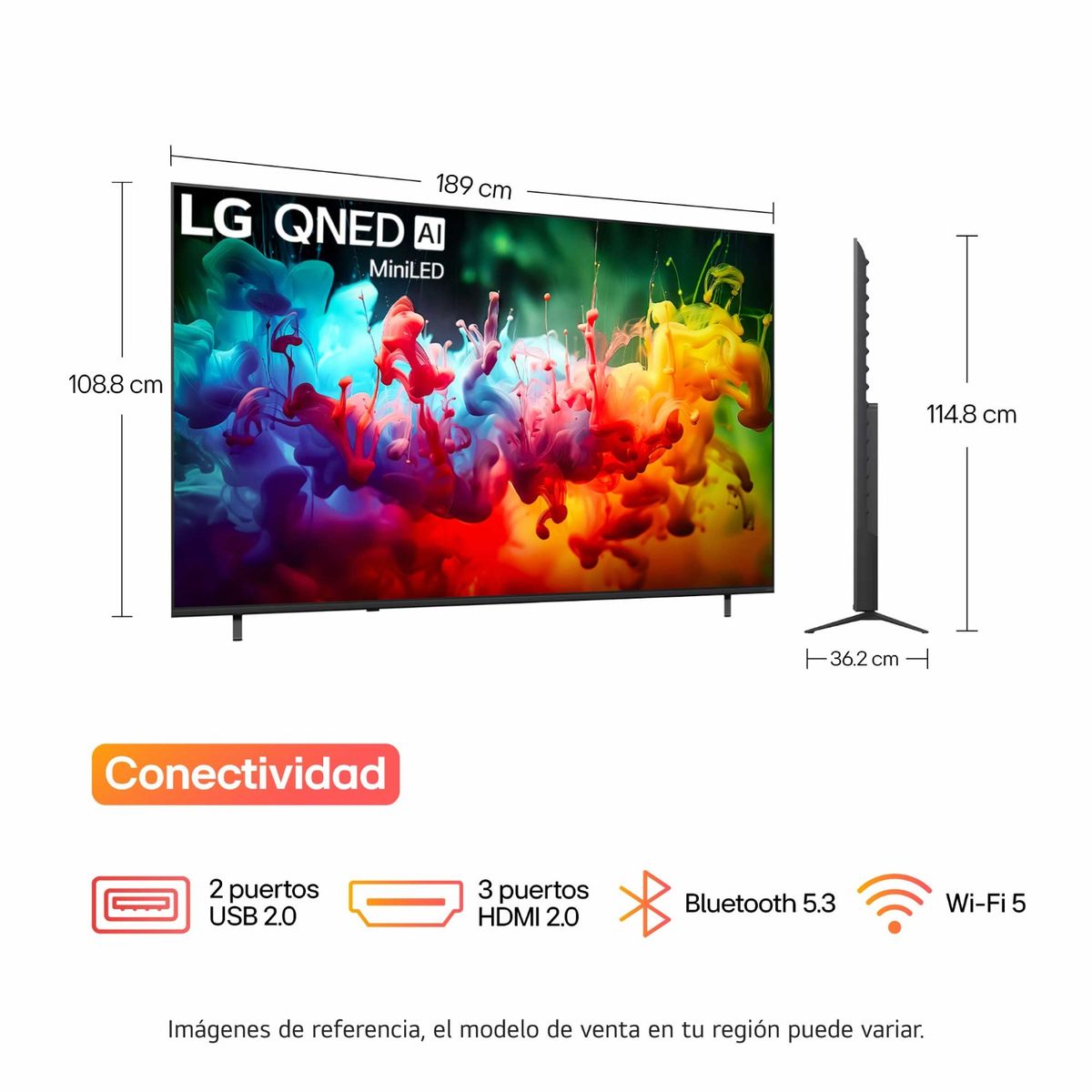LG - Televisor LG 85 Pulgadas Qned Ai Mini Led 4k Smart Tv 85QNED70BSA.AWC