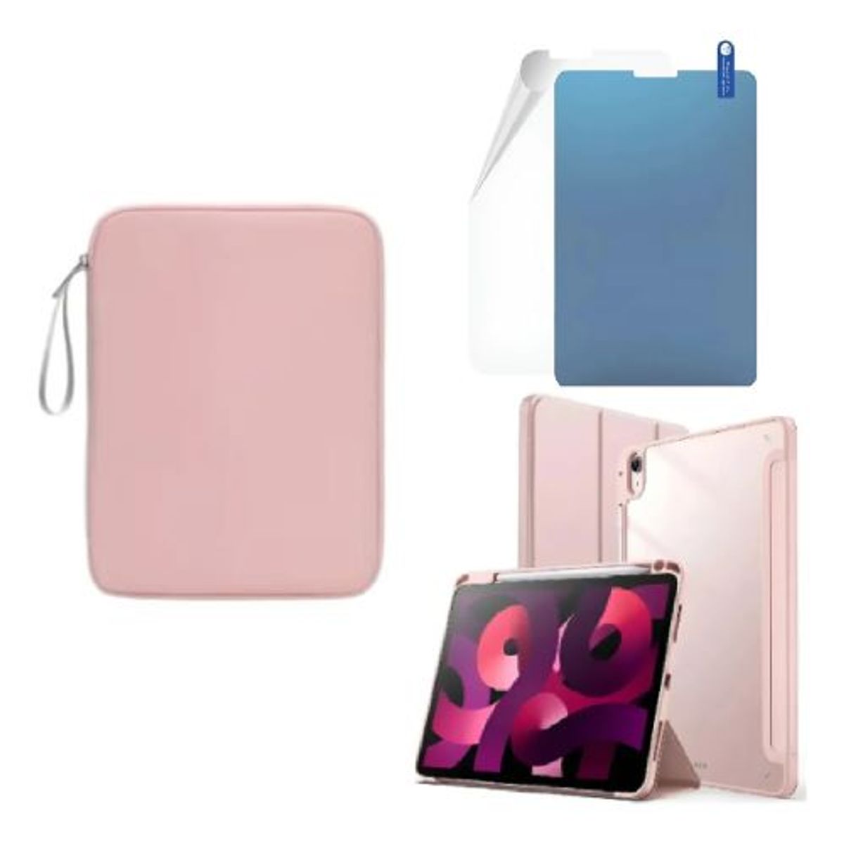 GENERICO - FORRO ESTUCHE SMART CASE CRISTAL PARA IPAD A16 11TH AÑO 2025 + FUNDA + PAPER LIKE ROSA