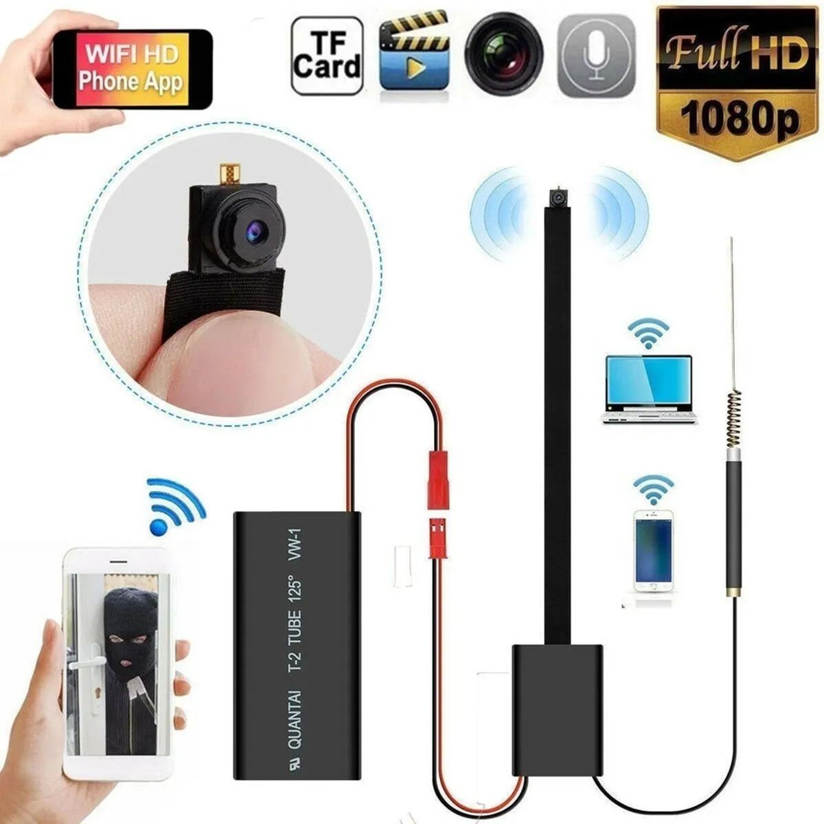 GENERICO - Mini Camara Espia Wifi Ip Hd 1080p 32gb Incluidos