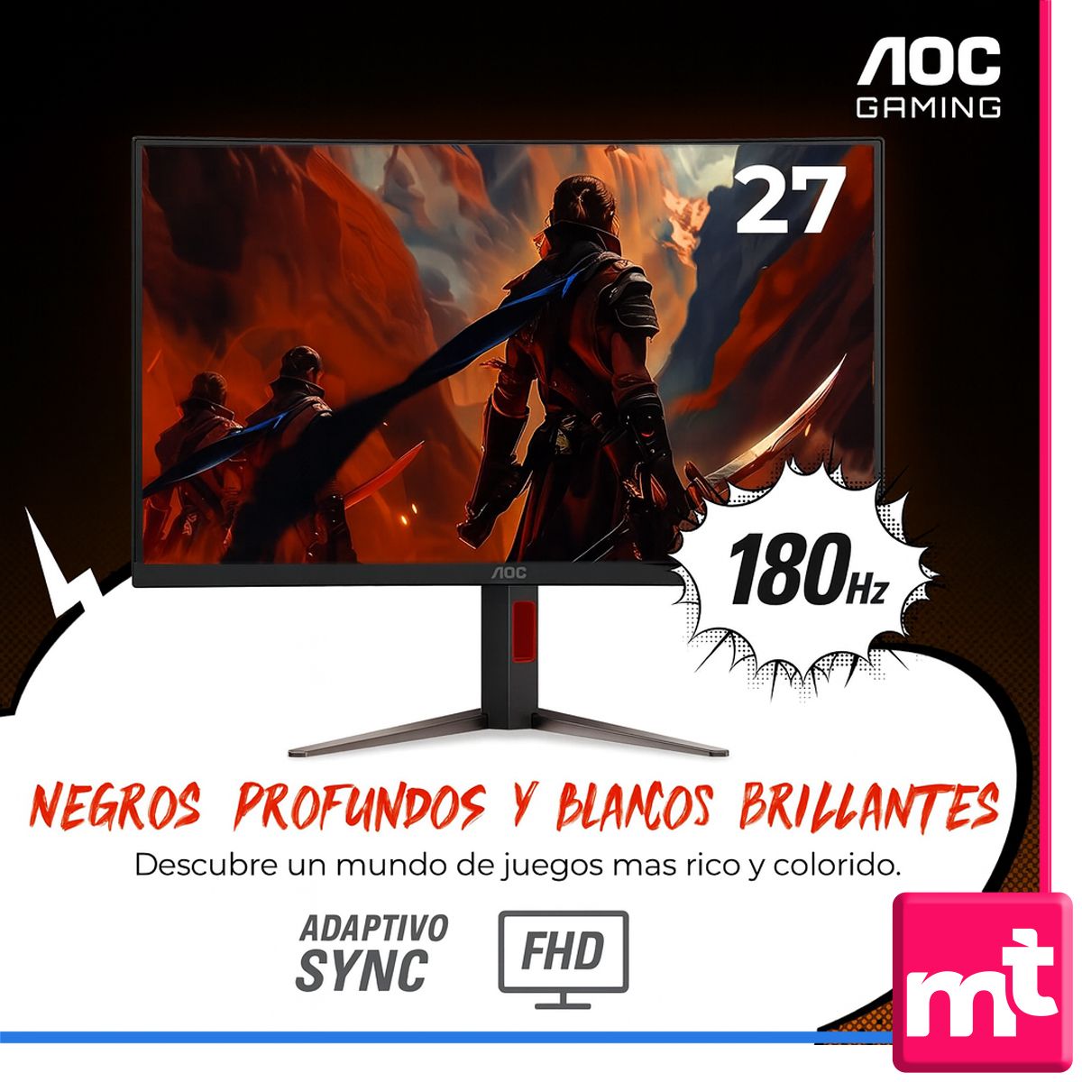 AOC - Monitor Gamer Aoc C27g4h Curvo 27 Pulgadas Fhd 180hz