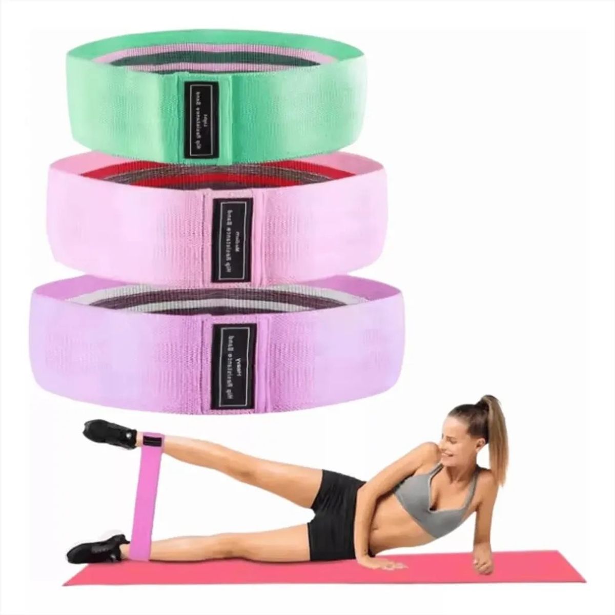 AMERICAN GENERICS - Bandas Elásticas de Tela x3 Resistencias para Fitness, Glúteos y Piernas