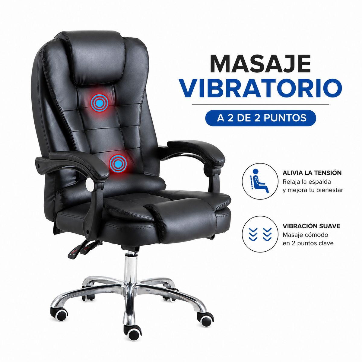 OEM - Silla Oficina Ejecutiva Ergonómica Con Masajes vibratorio Y Reposapiés + Obsequio