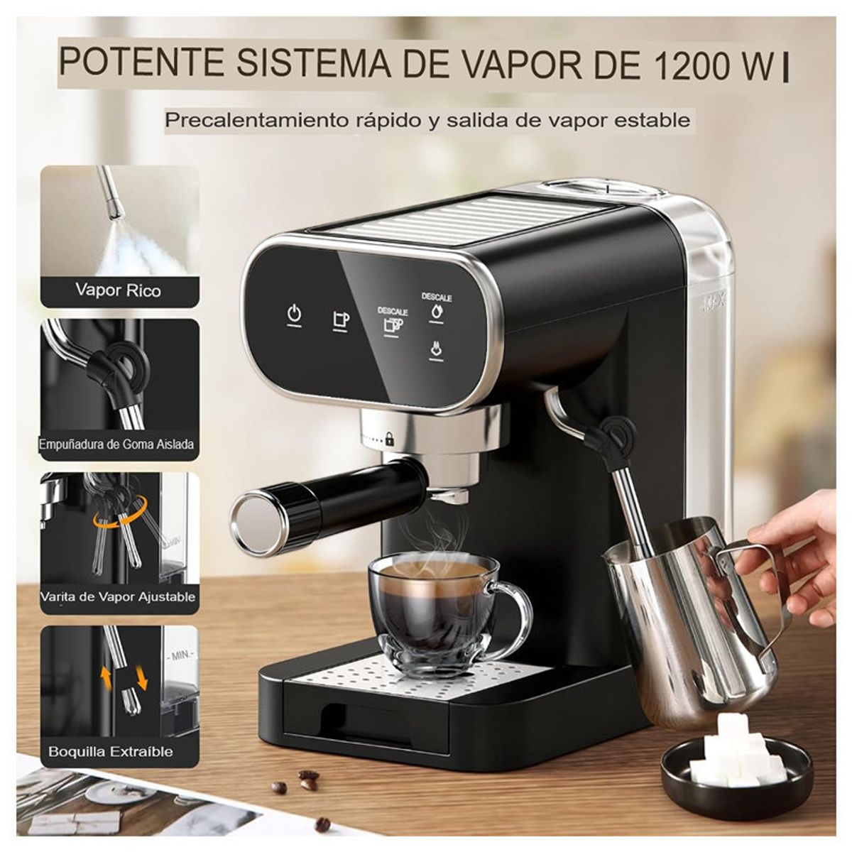 INNOVA - Cafetera Expreso Maquina De Café Y Capuchino 20bar Plateado 110v