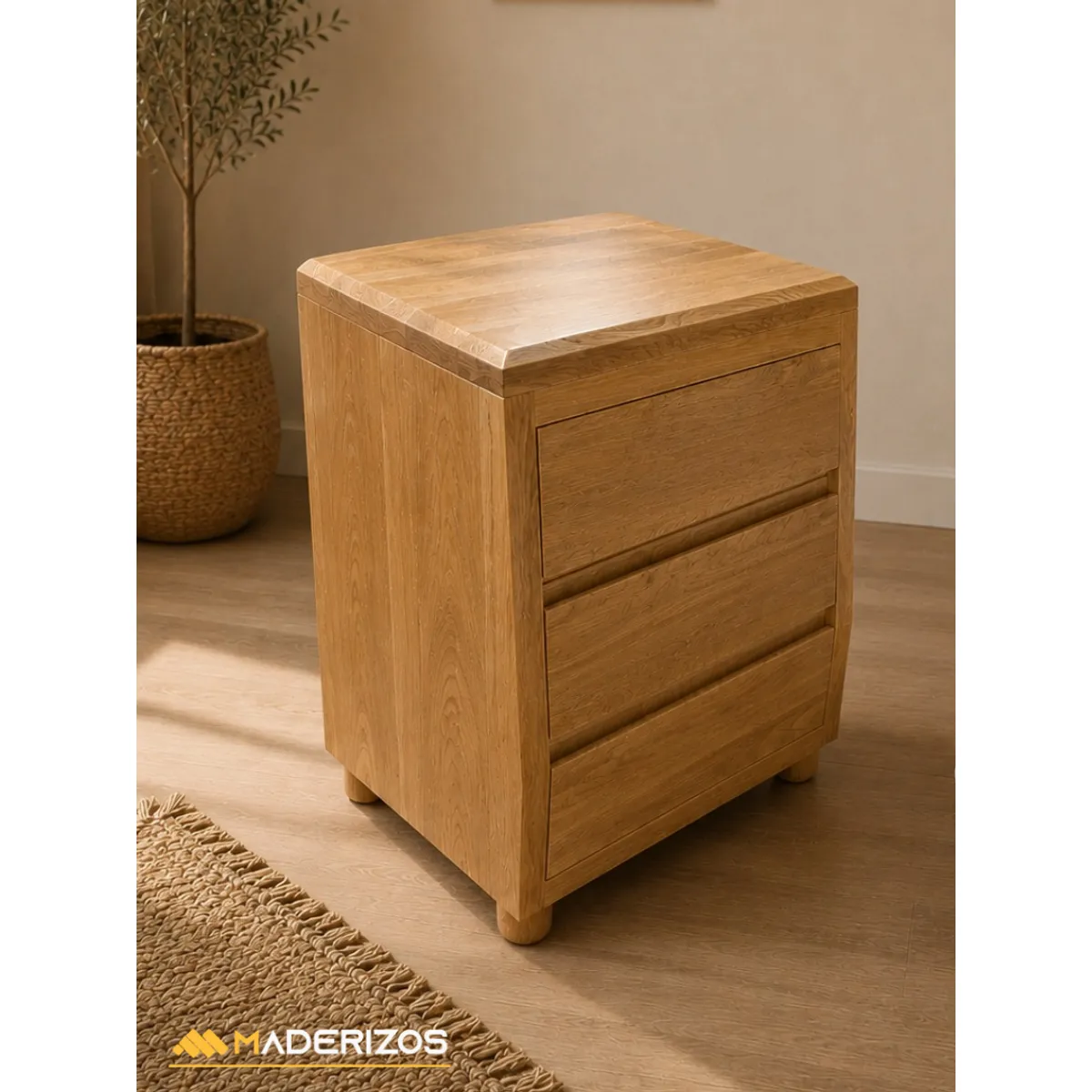 GENERICO - Nochero En Madera Maciza Flor Morado Natural - Ref.Espacio