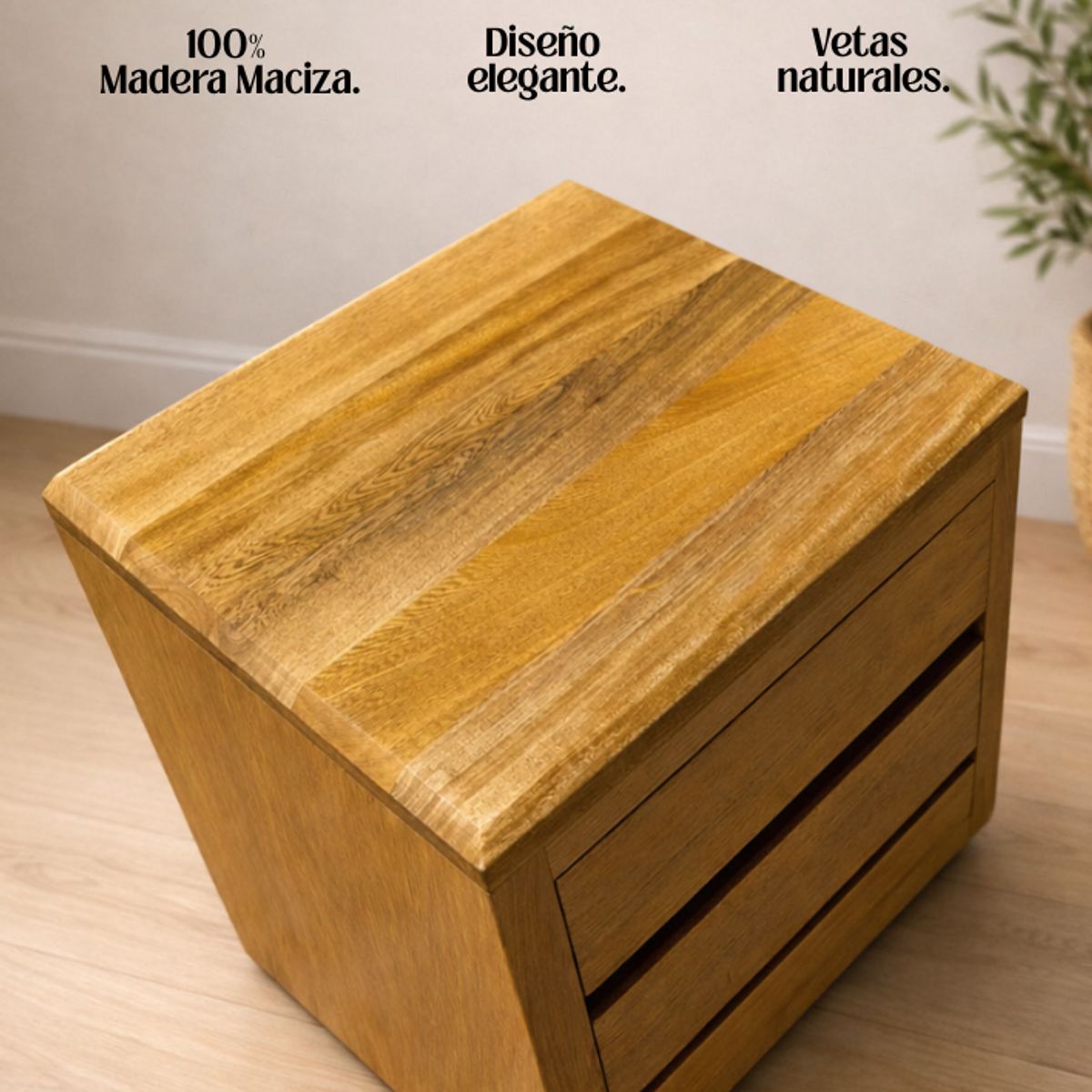 GENERICO - Nochero En Madera Maciza Flor Morado Natural - Ref.Espacio