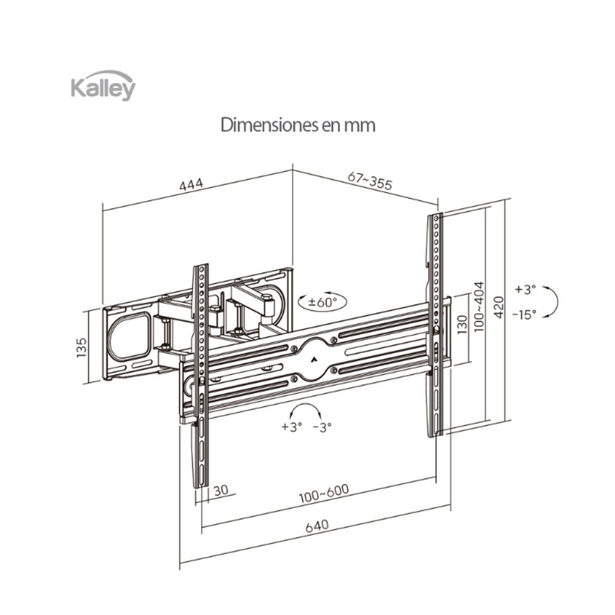 KALLEY - Soporte TV Kalley Doble Brazo 37 a 80 K-BD3780