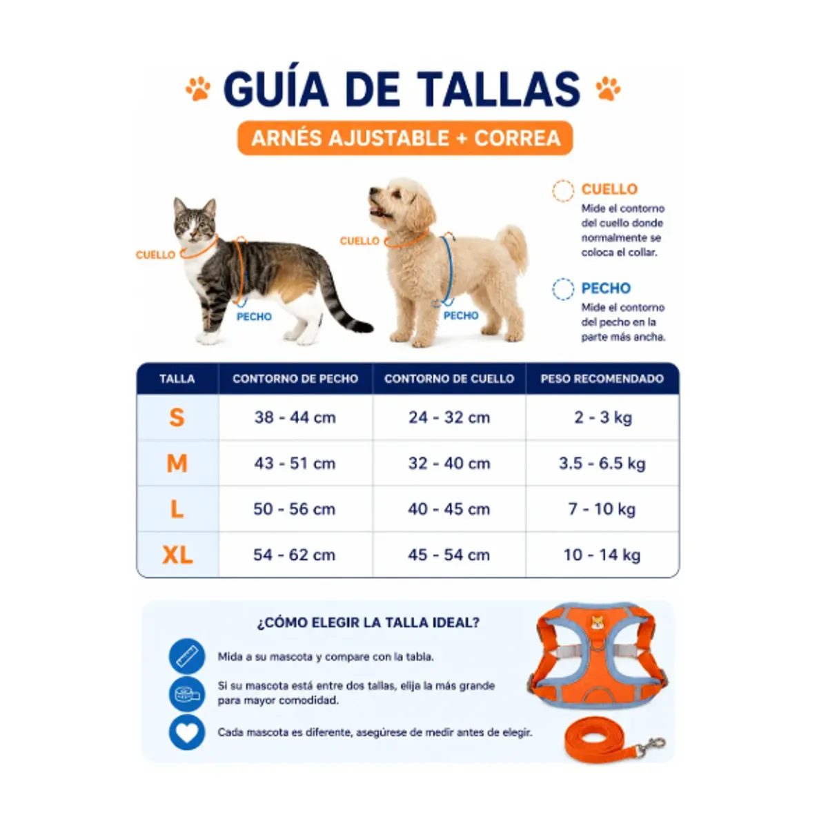 GENERAL - Set Arnés Ajustable + Correa Para Perros Pequeños Y Medianos Talla L