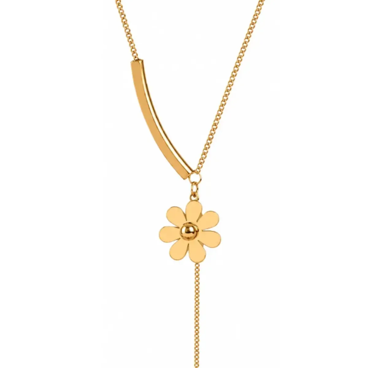 GENERAL - Collar Mujer Flor Colgante Dorado Elegante Acero Inoxidable