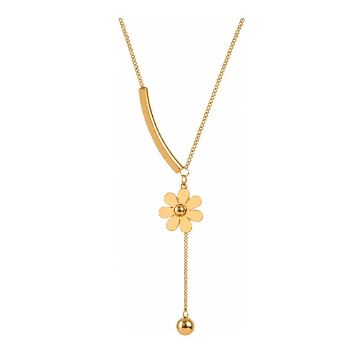GENERAL - Collar Mujer Flor Colgante Dorado Elegante Acero Inoxidable