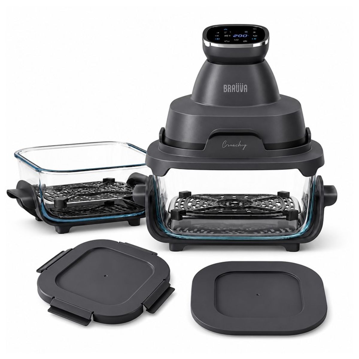 BRAVVA HAUS - Freidora de Aire Digital BRAVVA HAUS Crunchy Doble Taza 2 y 4 Litros