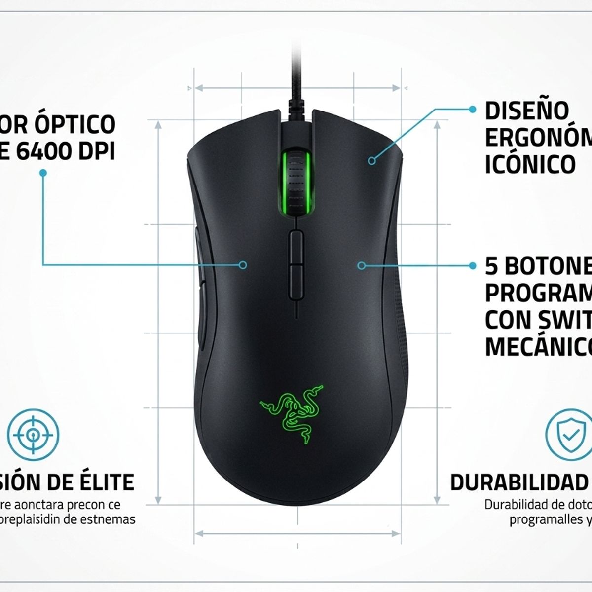 RAZER - Mouse Razer Deathadder Essential Gaming 6400 DPI Negro