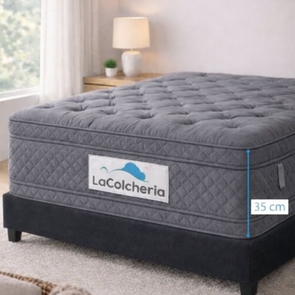 GENERICO - COLCHON DOBLE PILLOW GRIS SEMIORTOPEDICO 1.60X1.90cm