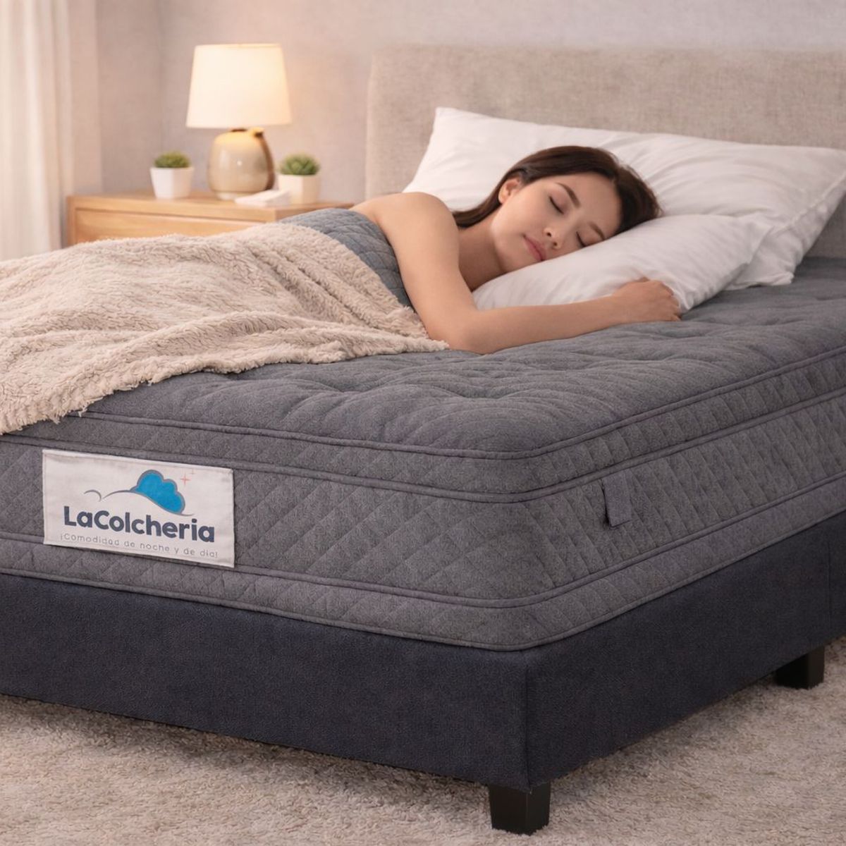 GENERICO - COLCHON DOBLE PILLOW GRIS SEMIORTOPEDICO 1.60X1.90cm
