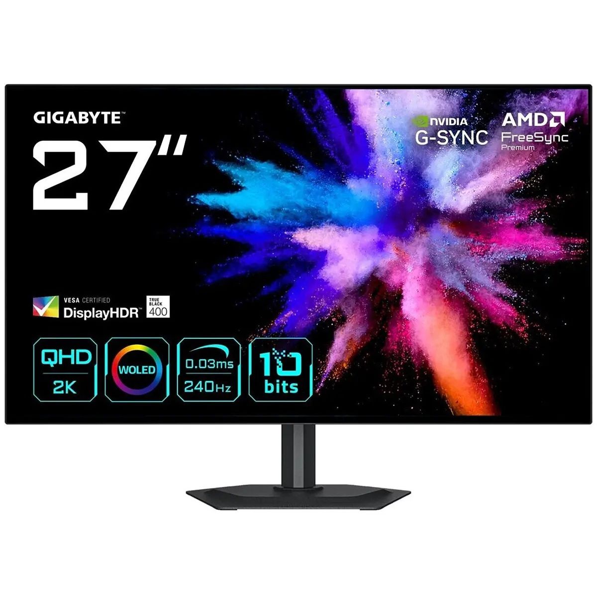 GIGABYTE - Monitor Gamer Gigabyte GO27Q24G 27" WOLED QHD 240Hz 0.03ms RealBlack Glossy HDMI 2.1 DisplayHDR 400