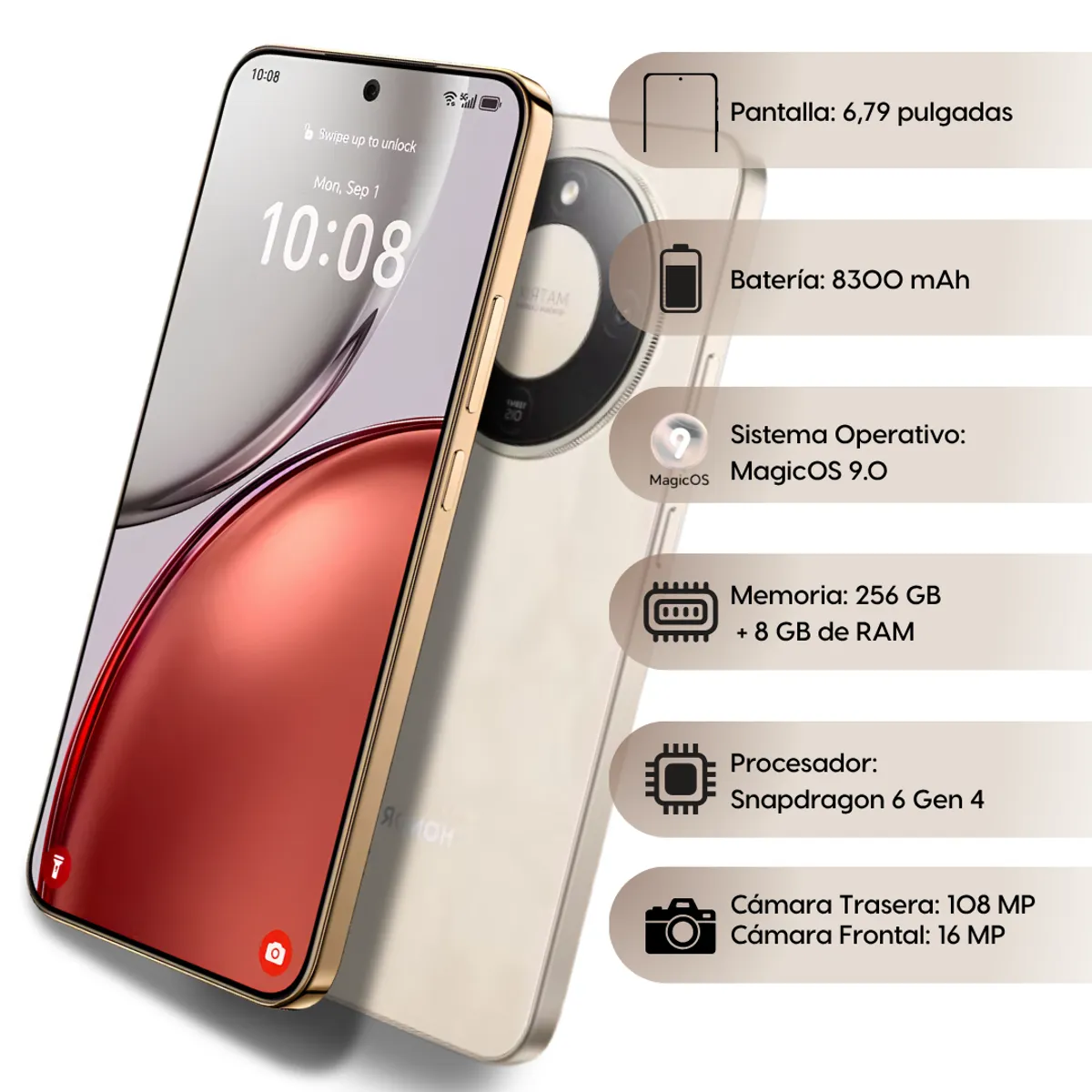 HONOR - Celular Honor X9D 5G 256GB8GB RAM-DORADO