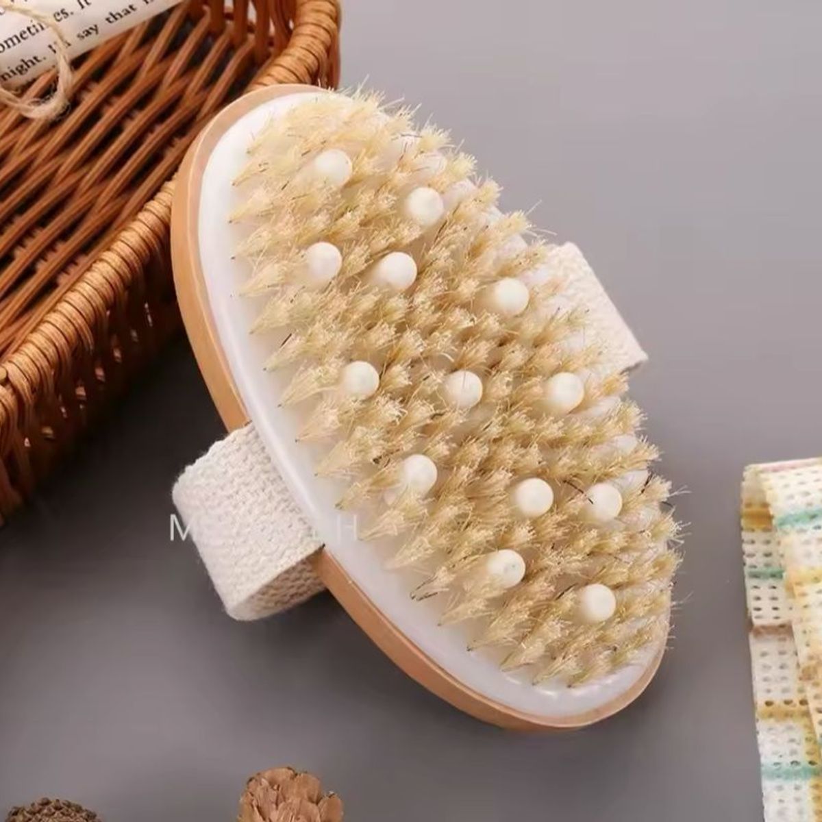 AMERICAN GENERICS - Cepillo de Cerdas Naturales para Exfoliación Corporal en Seco