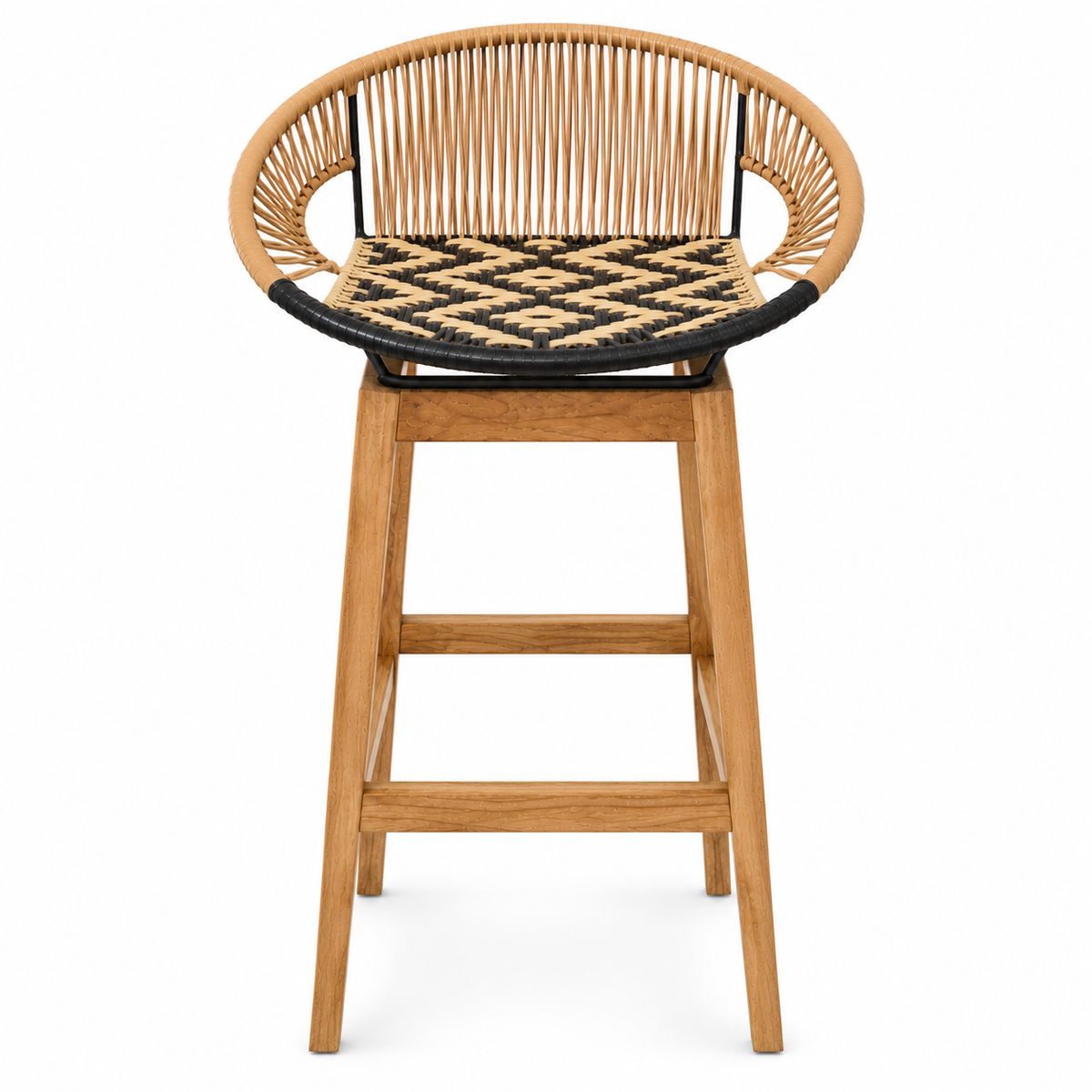 G HOME - Silla Bar Tejida Mimbre Colibri Madera