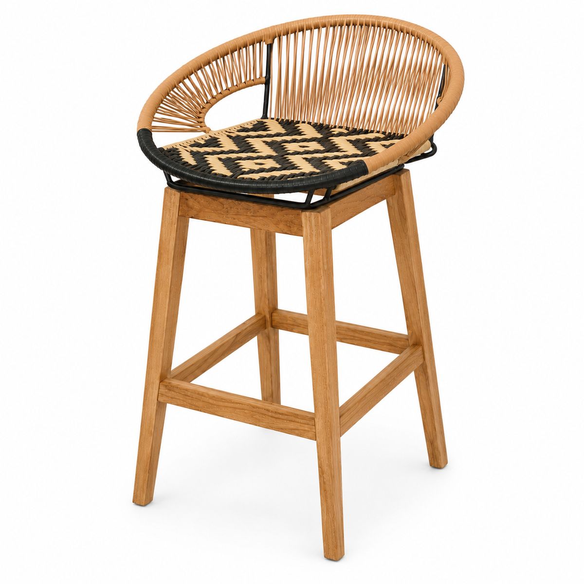 G HOME - Silla Bar Tejida Mimbre Colibri Madera
