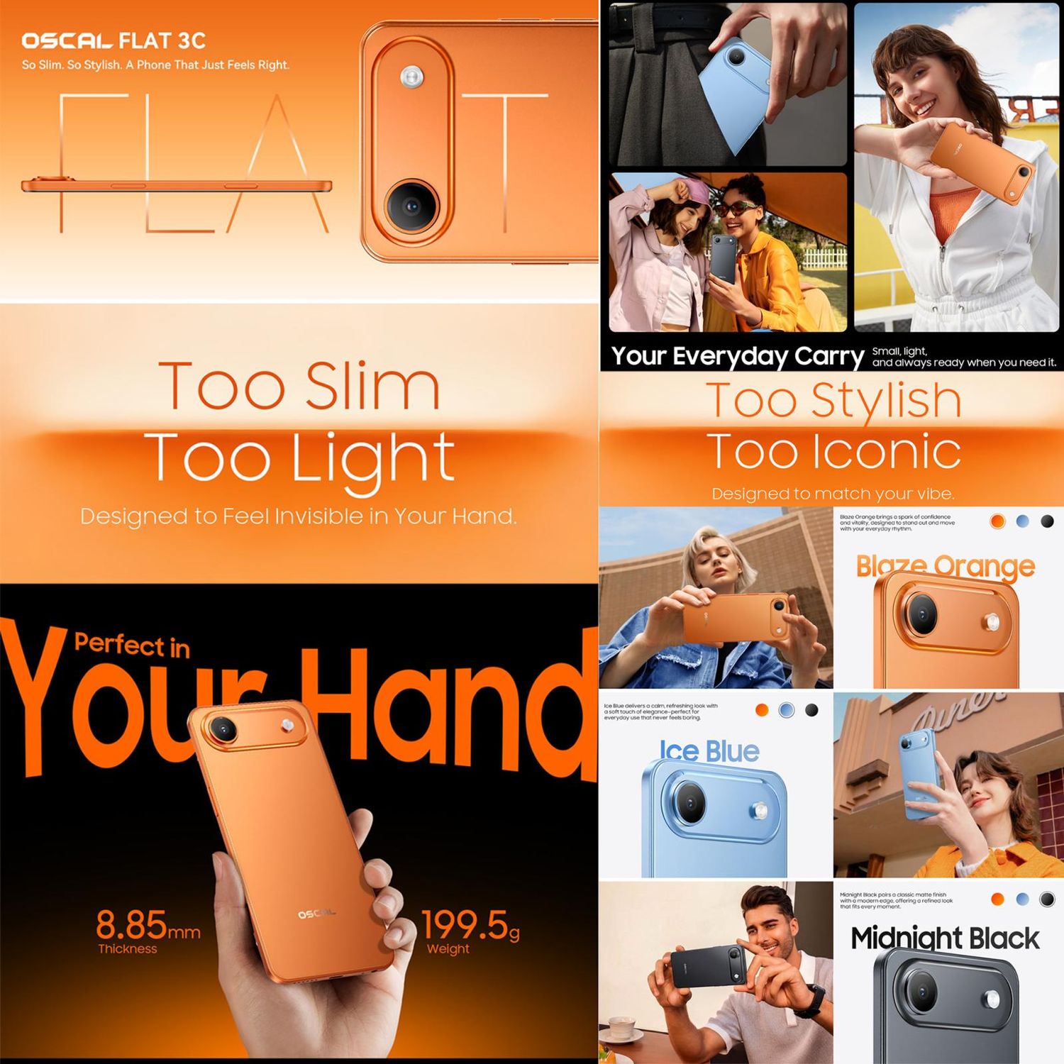 スマートフォン本体 OSCAL FLAT 3C Blaze Orange 4GB+64GB OSCAL FLAT
