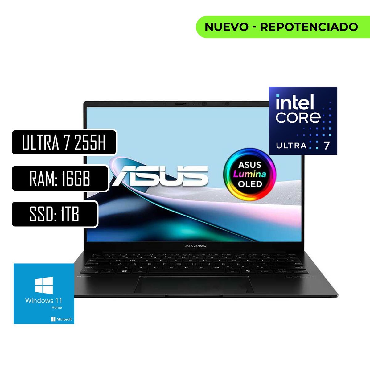 ASUS - PORTATIL ASUS ZENBOOK INTEL CORE ULTRA 7 255H - RAM 16GB LPDDR5X - 1TB SSD - 14 OLED - WIN11
