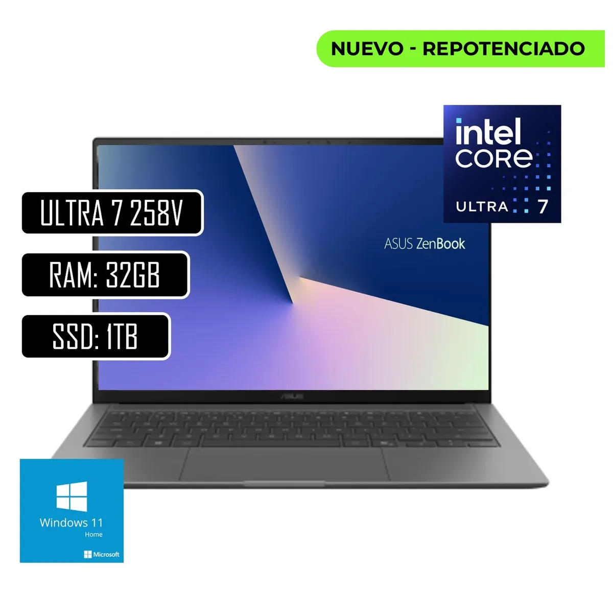 ASUS - PORTATIL ASUS ZENBOOK S14 INTEL CORE ULTRA 7 258V - RAM 32GB LPDDR5X - 1TB SSD - 14 OLED TOUCH