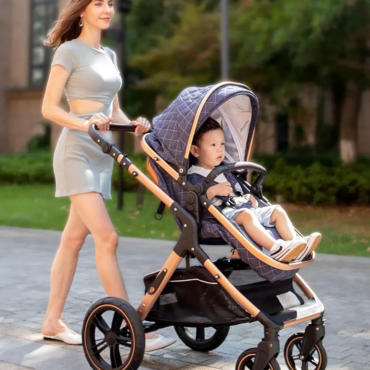 U BUY - Coche Cuna Bebé 5 En 1 Plegable Multifuncional Y Accesorios