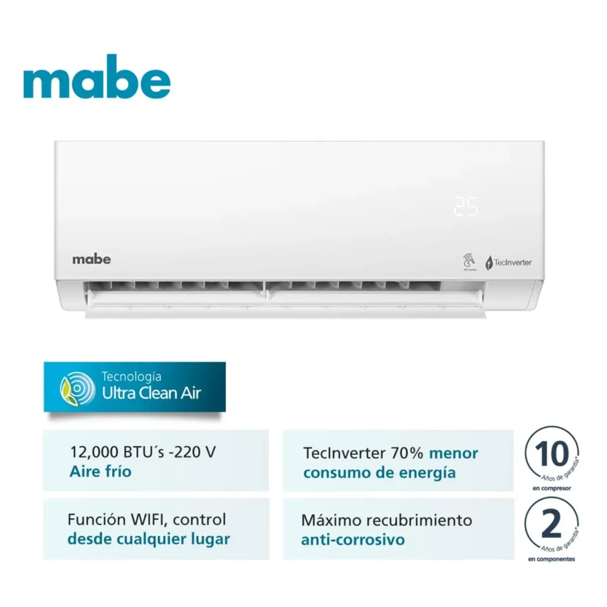 MABE - Aire Acondicionado Mini Split Inverter Mabe 12000btu 220v R32