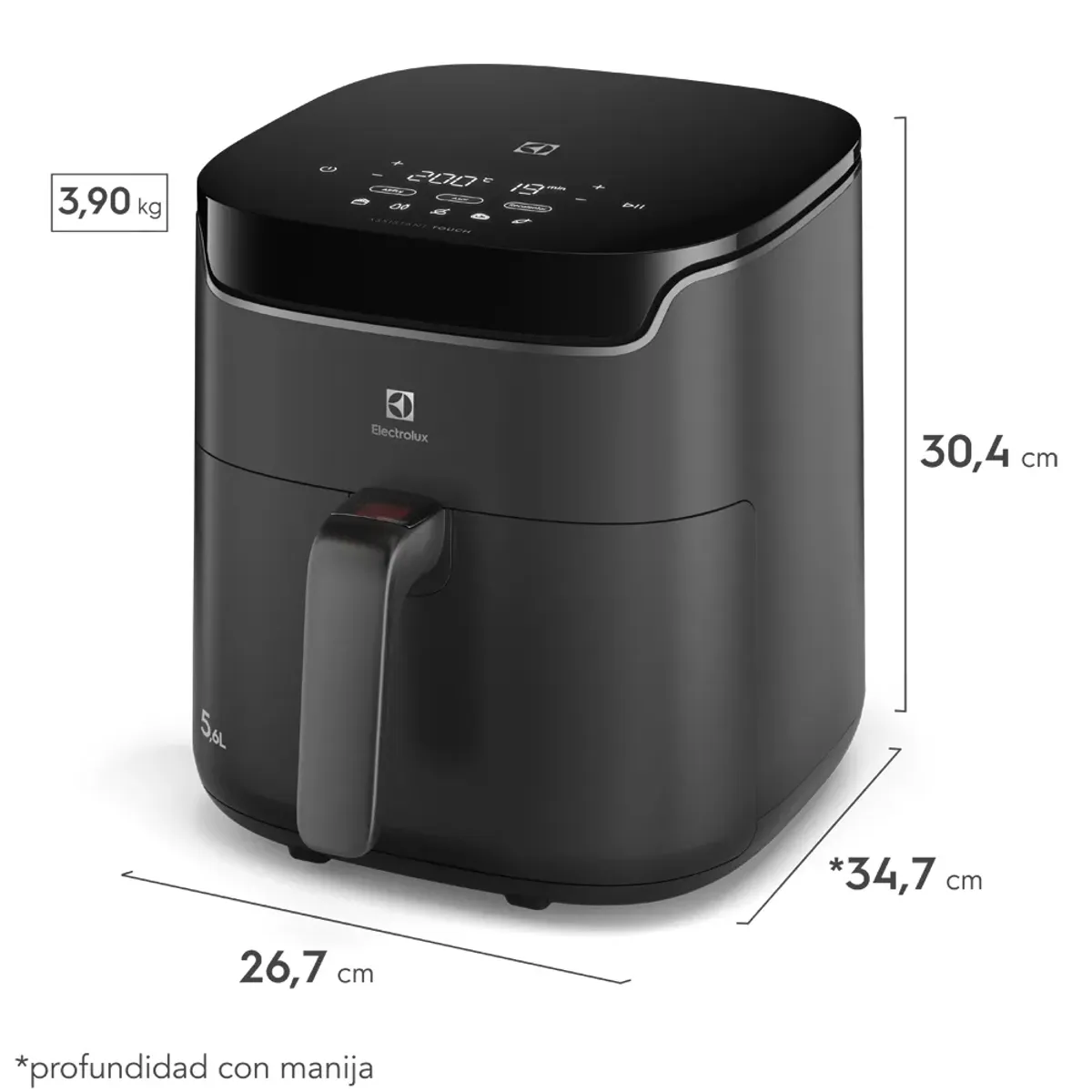 ELECTROLUX - Freidora de aire Electrolux 5.6L Cocción 360 Grados negro EAF45