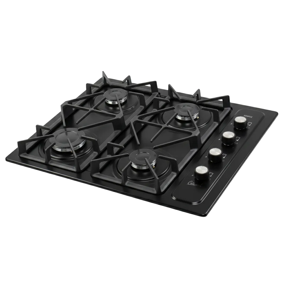 CONTINENTAL - Estufa Empotrable 4 quemadores Esmaltada Negro 61x51 Gas Natural Parrillas En Hierro Fundido 3834