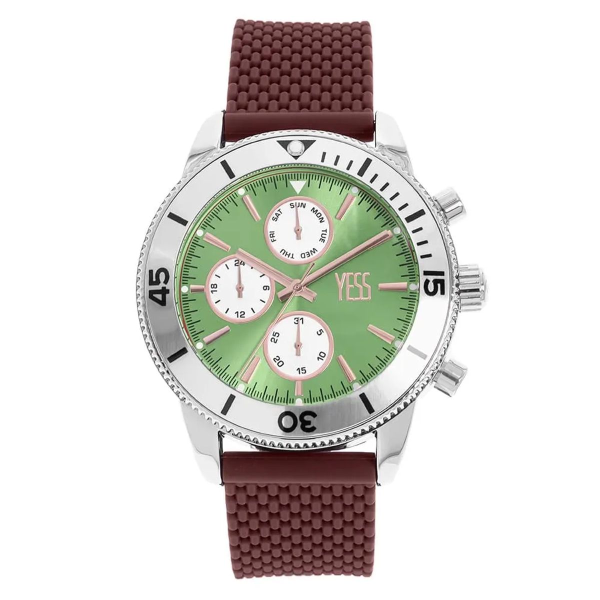 YESS - Reloj YESS Marron Pantalla Verde Para Caballero Y23018-05