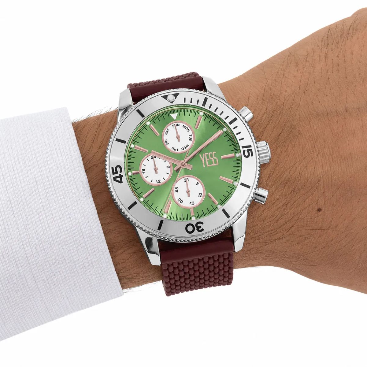 YESS - Reloj YESS Marron Pantalla Verde Para Caballero Y23018-05