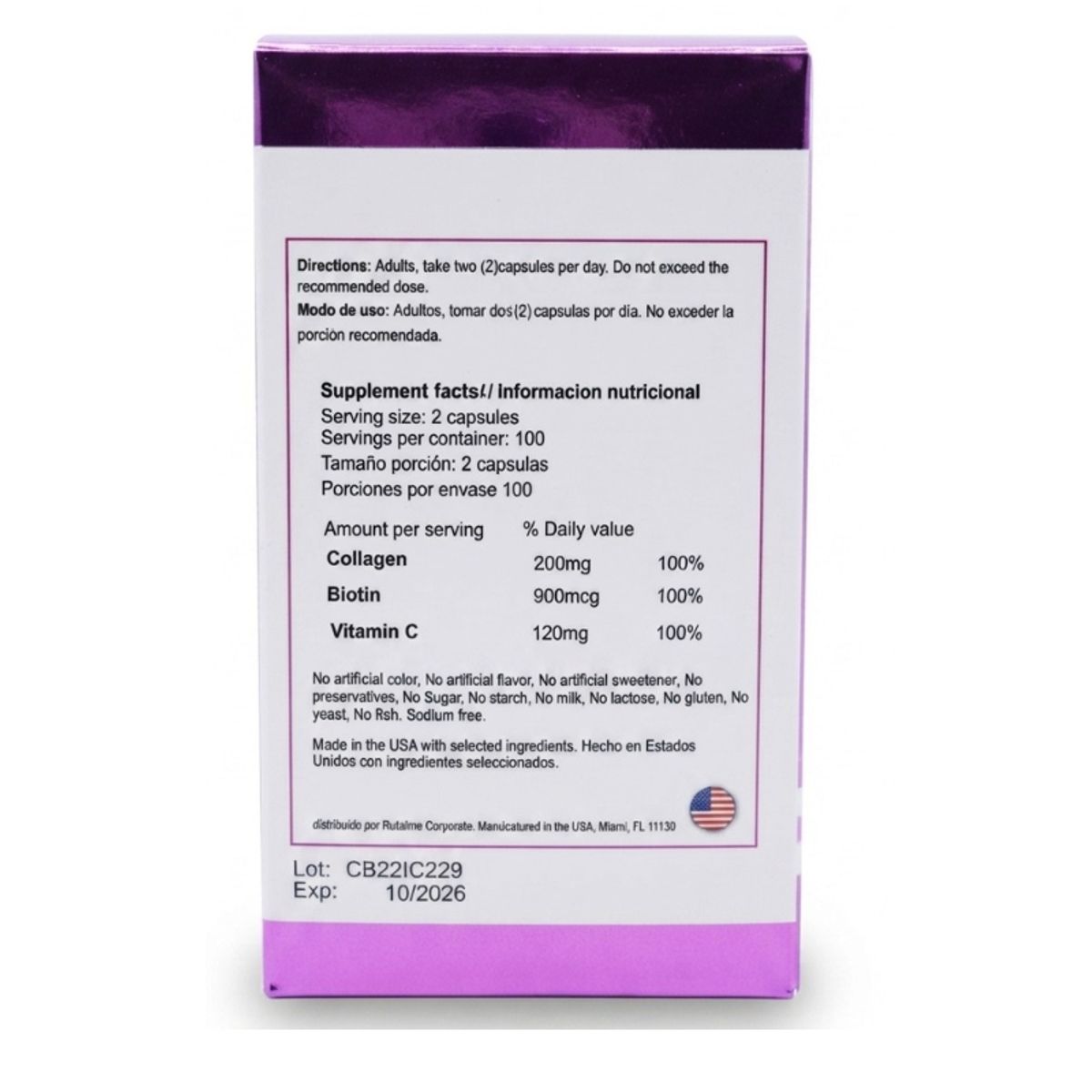 NATURAL FRESHLY - ALIMENTO CON COLAGENO + BIOTINA + VITAMINA C X 100 UNIDADES/ NutraMe