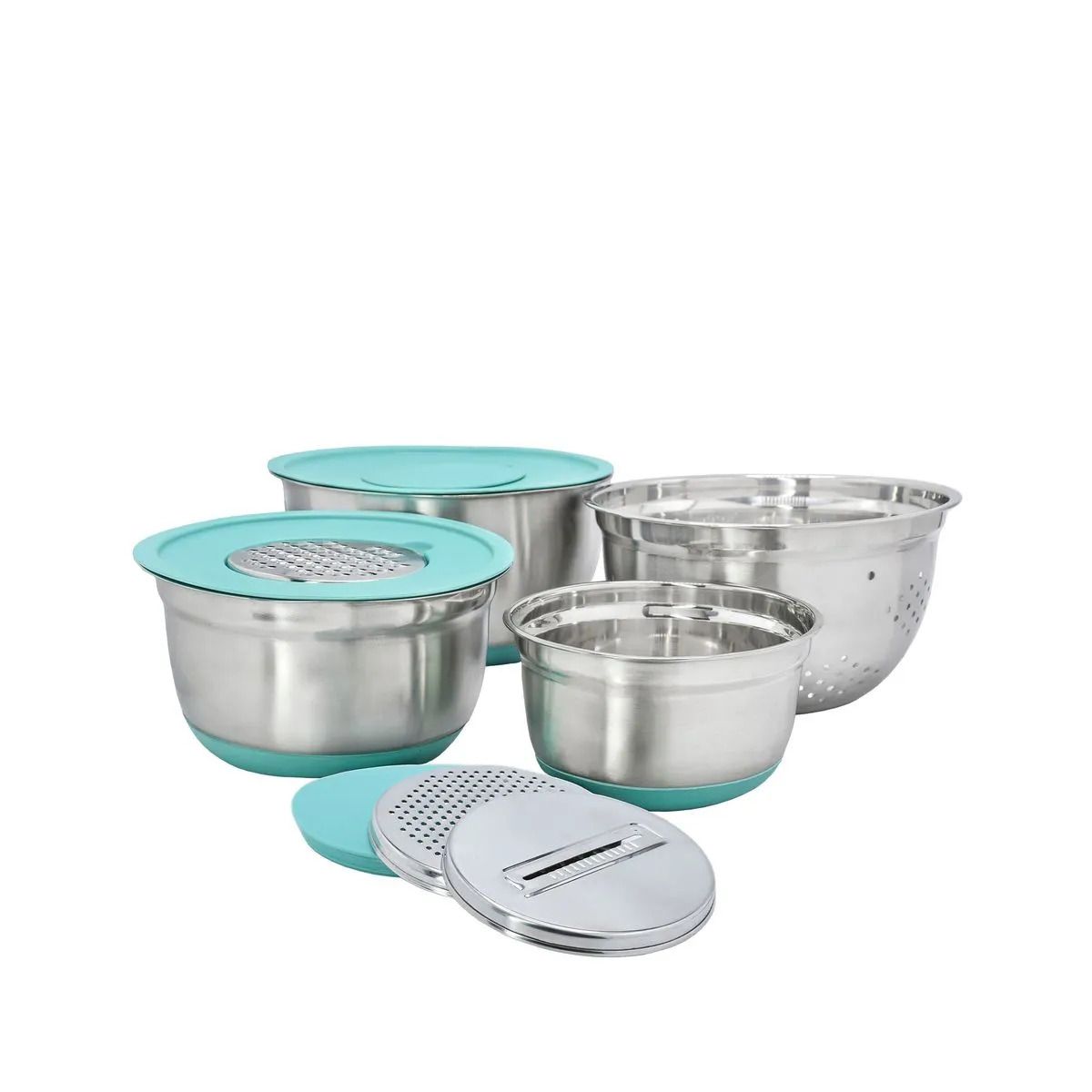 TEZZIO - Set De 10 Piezas En Acero Inoxidable 4 Bowls Con Tapa Y 2 Coladores Tezzio - TH-00671