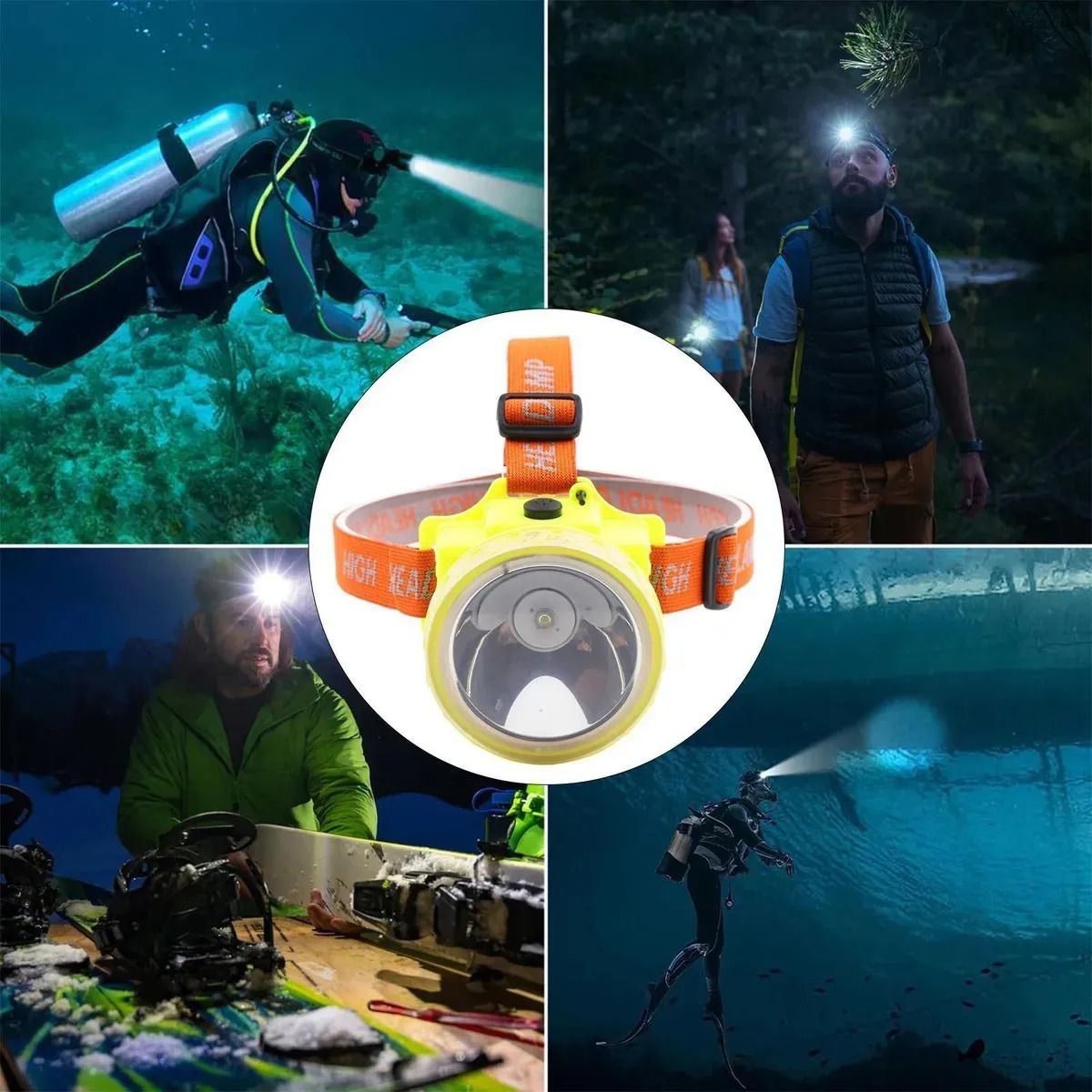 MIELTECH - Linterna Frontal Led Para Buceo Y Pesca Recargable Usb Luz Blanco