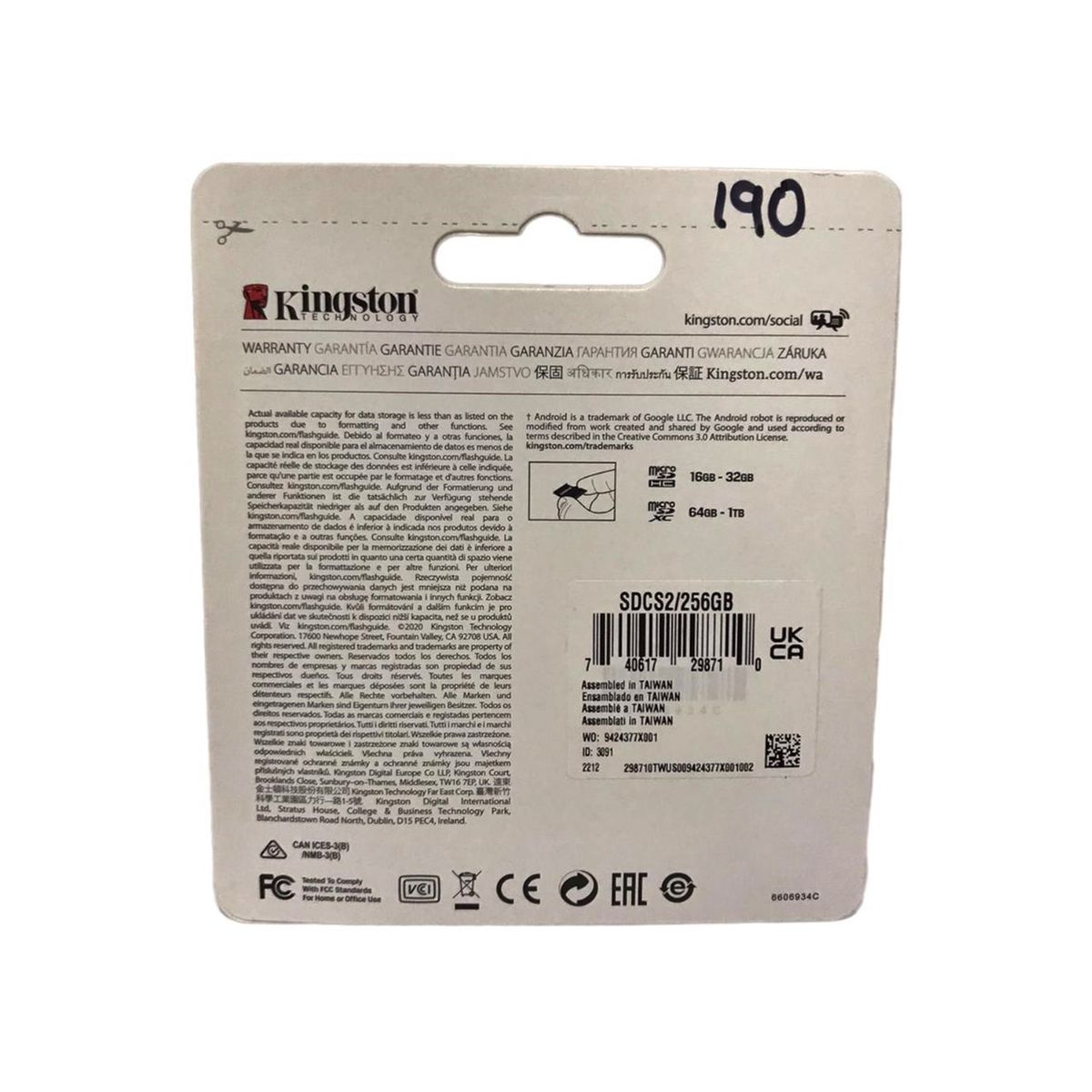 KINGSTON - Memoria Micro Sd Kingston 256gb Canvas Select Plus Class10