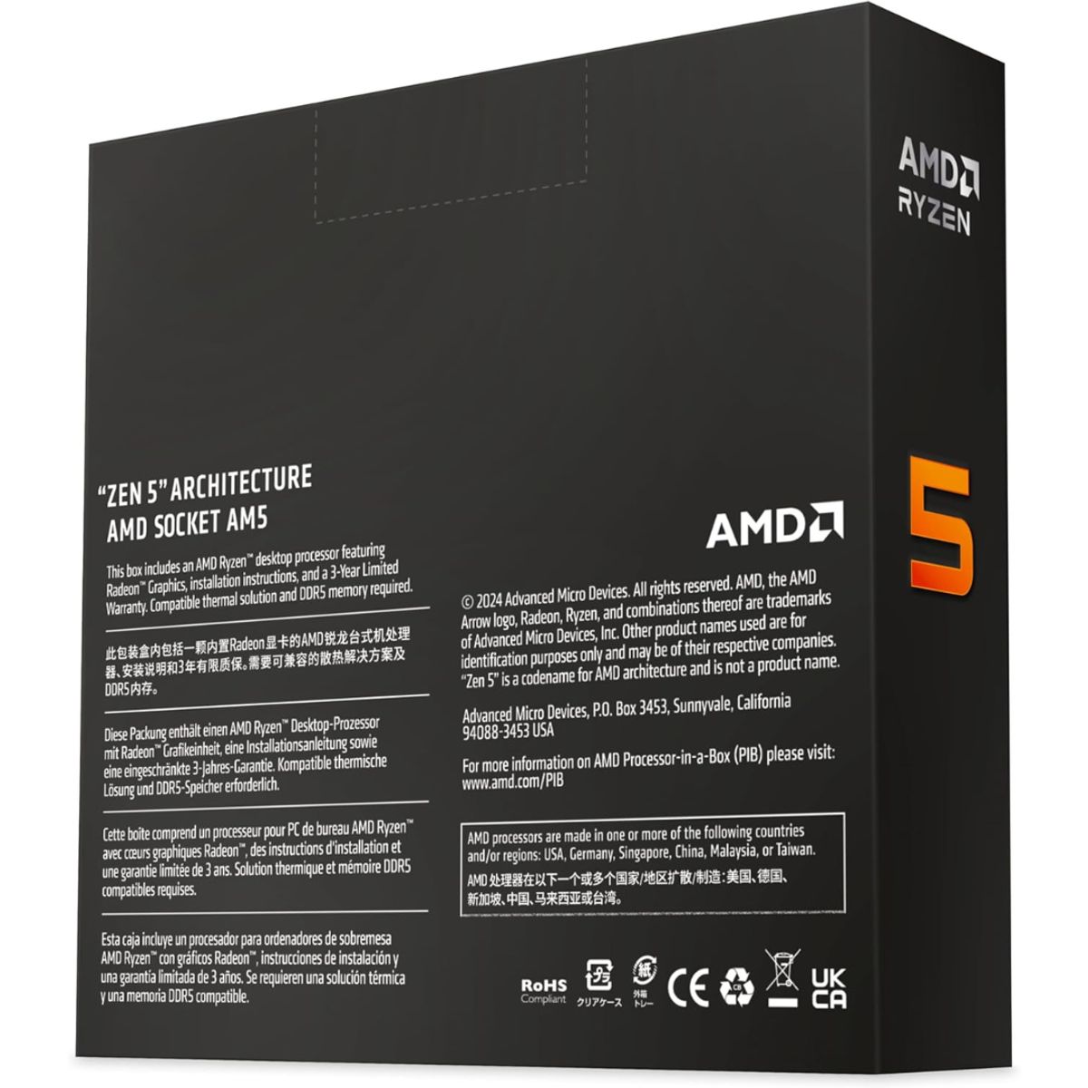 AMD - Procesador AMD Ryzen 5 9600X AM5 5.4GHz 6 Núcleos 38MB