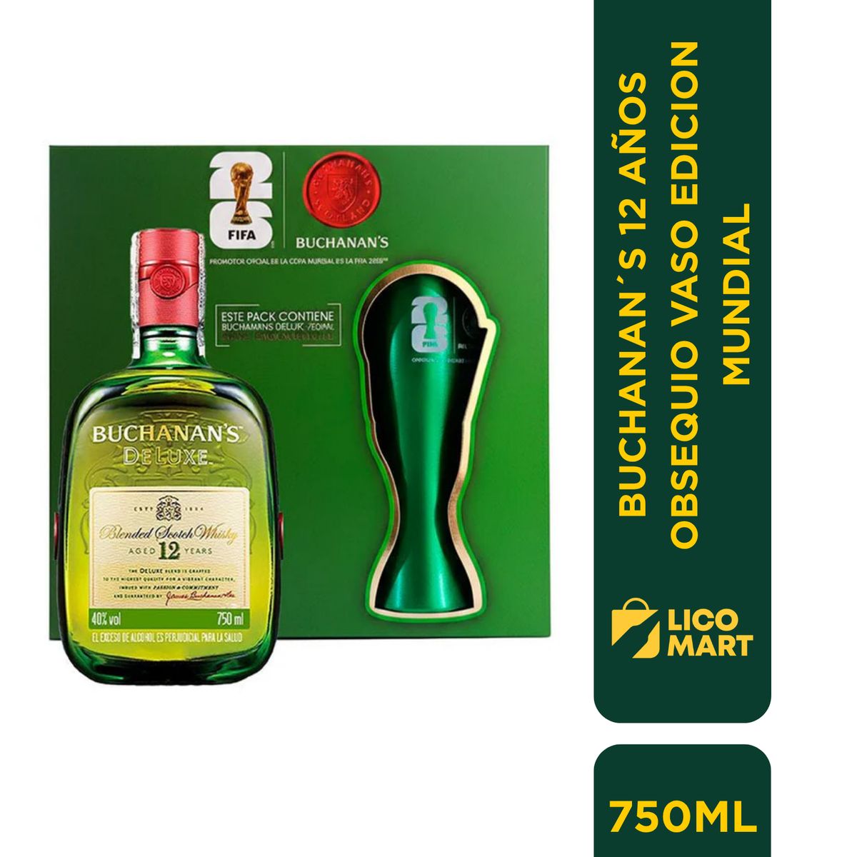 BUCHANANS - WHISKY BUCHANAN´S DELUXE 12 AÑOS 750 ML OBSEQUIO VASO EDICION MUNDIAL