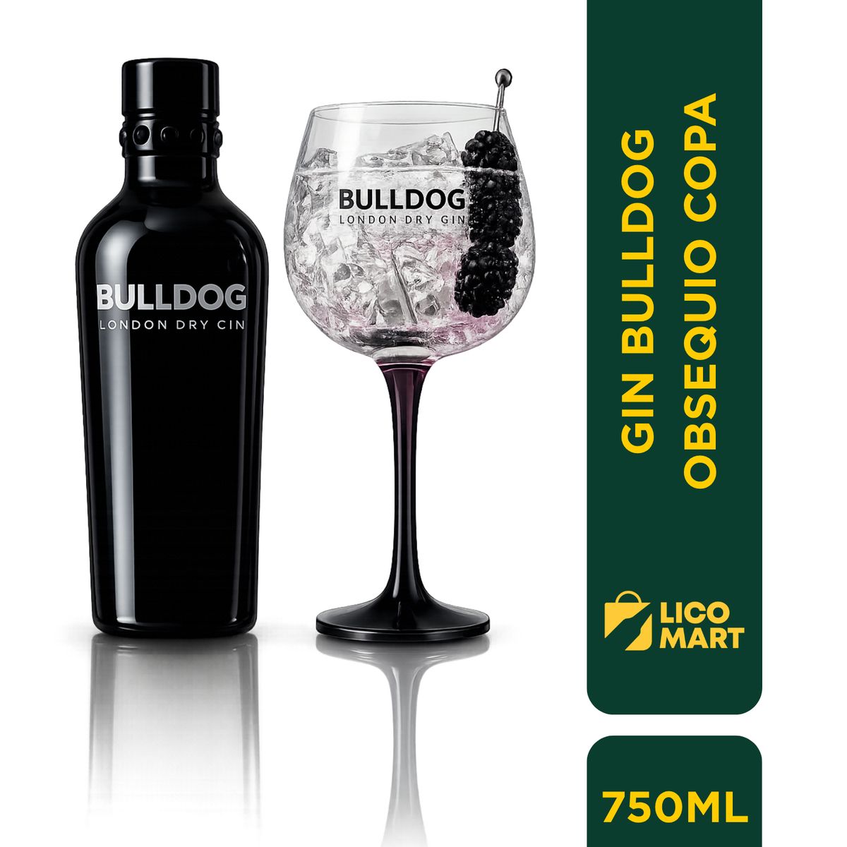 GENERICO - GINEBRA BULLDOG LONDON DRY MAS OBSEQUIO COPA
