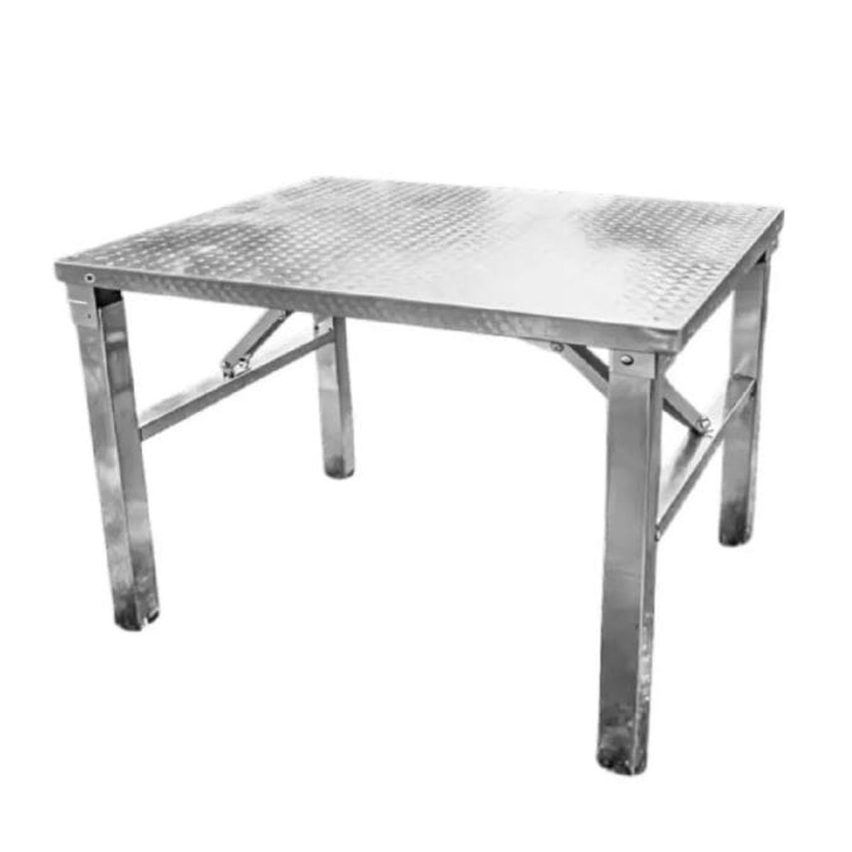 INNOVA - Mesa Plegable Metal Acero Inoxidable Portátil 60x40 Camping Exterior Interior Jardín