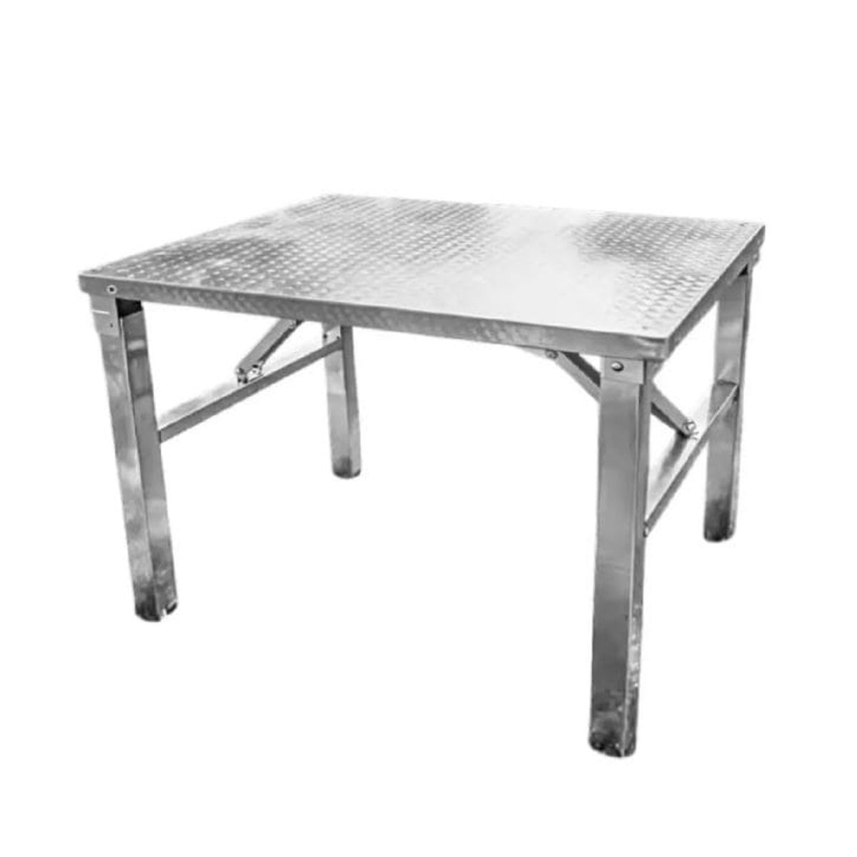 INNOVA - Mesa Plegable Metal Acero Inoxidable Portátil 60x40 Camping Exterior Interior Jardín
