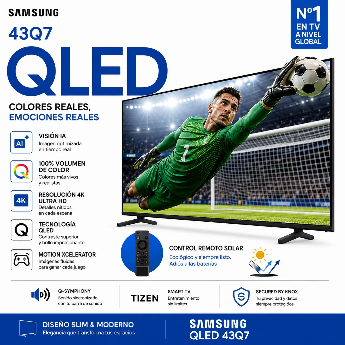 SAMSUNG - Televisor Samsung Smart TV QLED 43 Pulgadas Q7FA 4K Vision AI