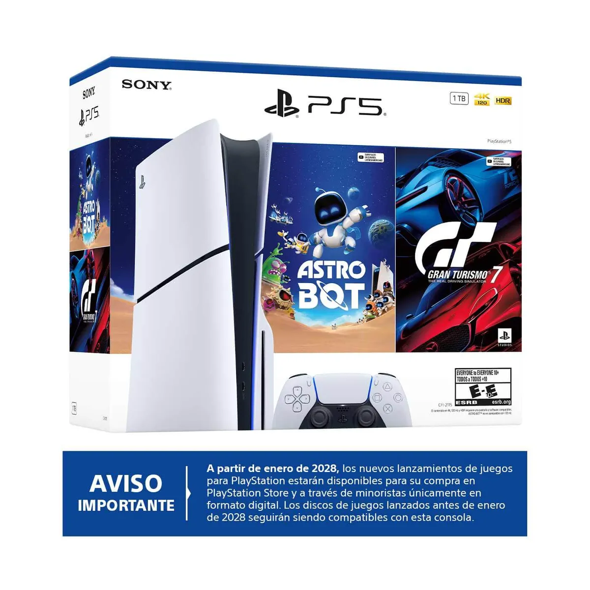 SONY - Consola PS5 Estandar Modelo Slim Bundle Astro Bot - Gran Turismo 7 + Combo Grand Theft Auto Five PS5