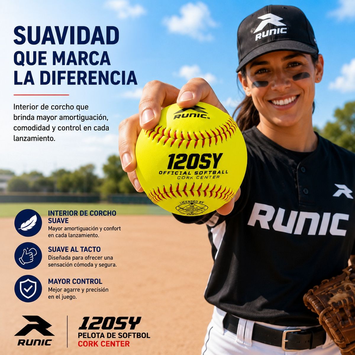RUNIC - Pelota Softbol Runic Oficial Cork Center R120syr Competencia