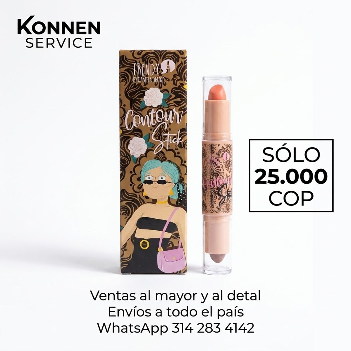 TRENDY - Contorno + Rubor Barra Stick  Trendy