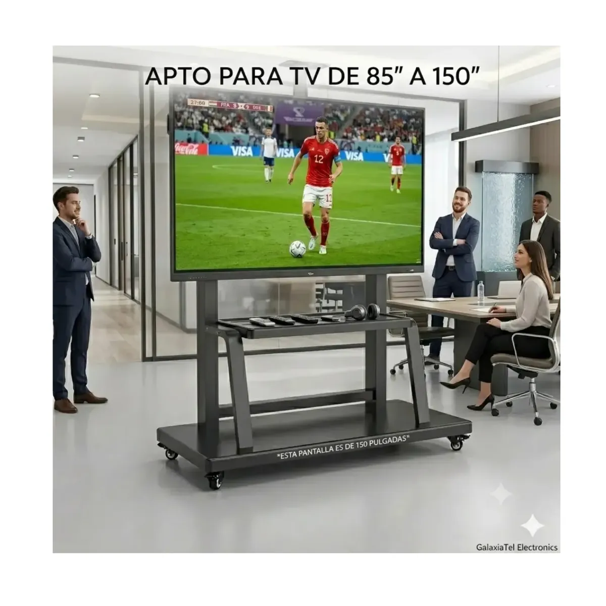 TECNOHOGAR JS - Soporte Pedestal Tv 98 A 150  Móvil Ruedas Resistente