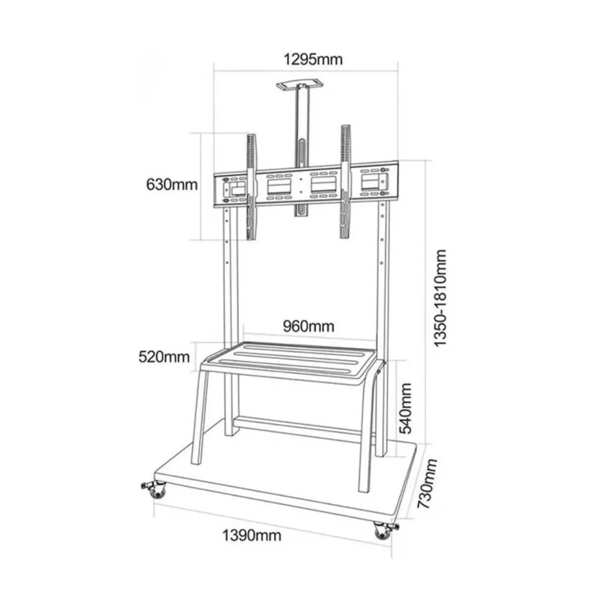 TECNOHOGAR JS - Soporte Pedestal Tv 98 A 150  Móvil Ruedas Resistente