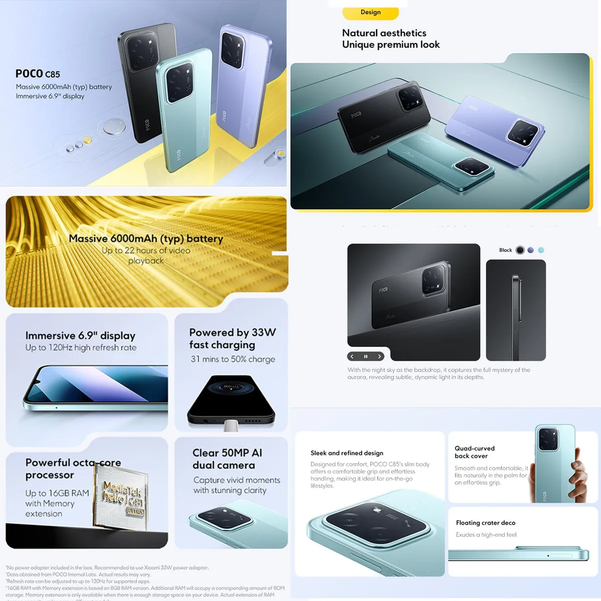 XIAOMI - Xiaomi POCO C85 6GB 128GB Pantalla 6.9 pulgadas 6000mAh Negro