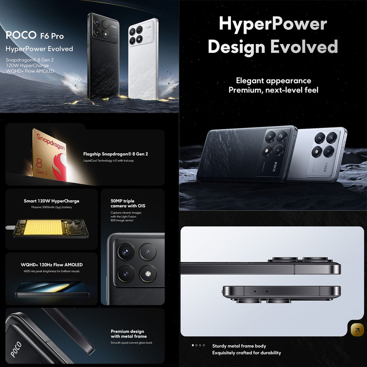 XIAOMI - Xiaomi POCO F6 Pro 12GB+256GB Pantalla 6.67 120Hz Negro