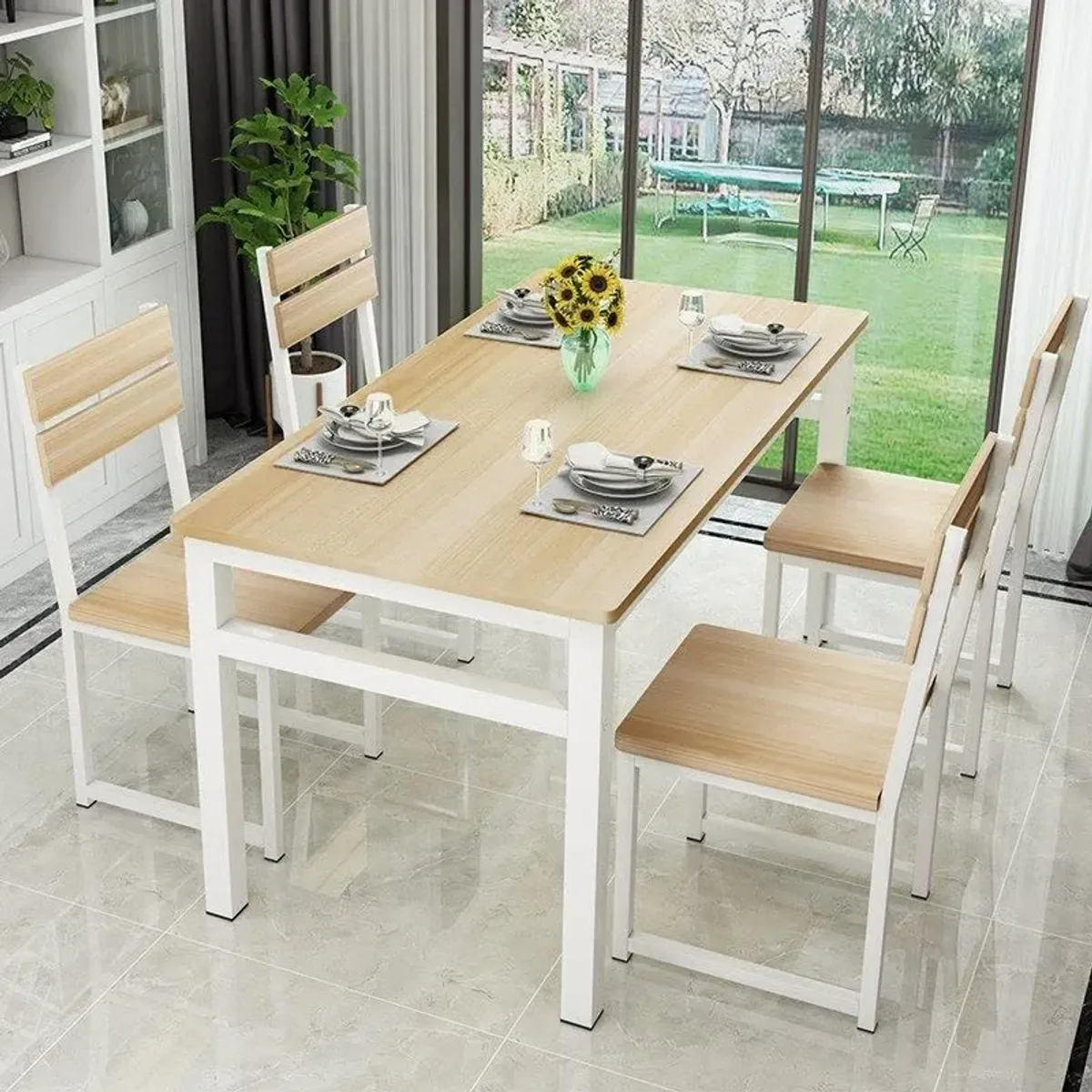 ANYHOGAR - Modern Dinning Table with 4Chairs Sets for Dinning Room