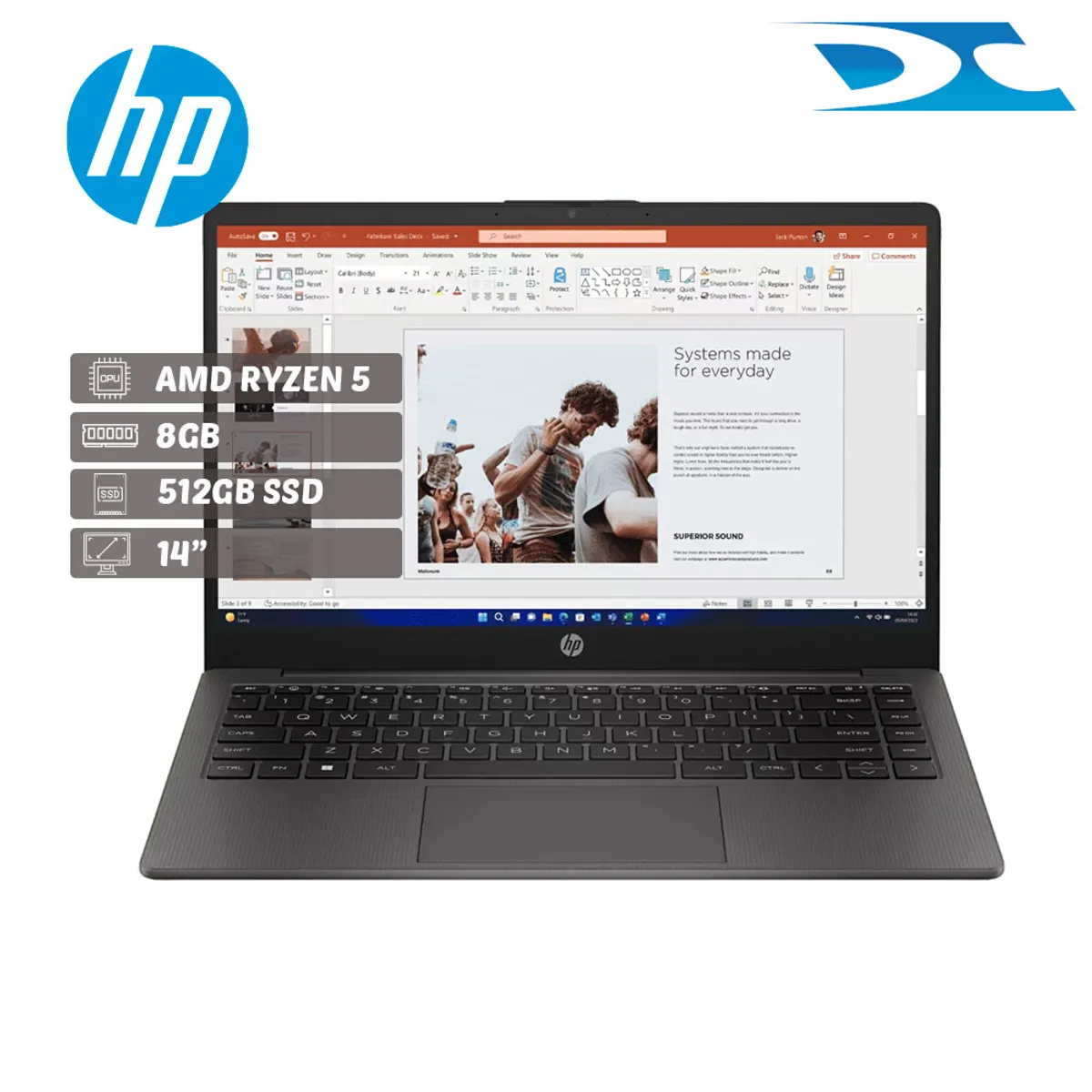 HP - Portátil HP  245 G10/Ryzen 5  7530U / Ram 8GB /512GB SSD/ 14” / Free